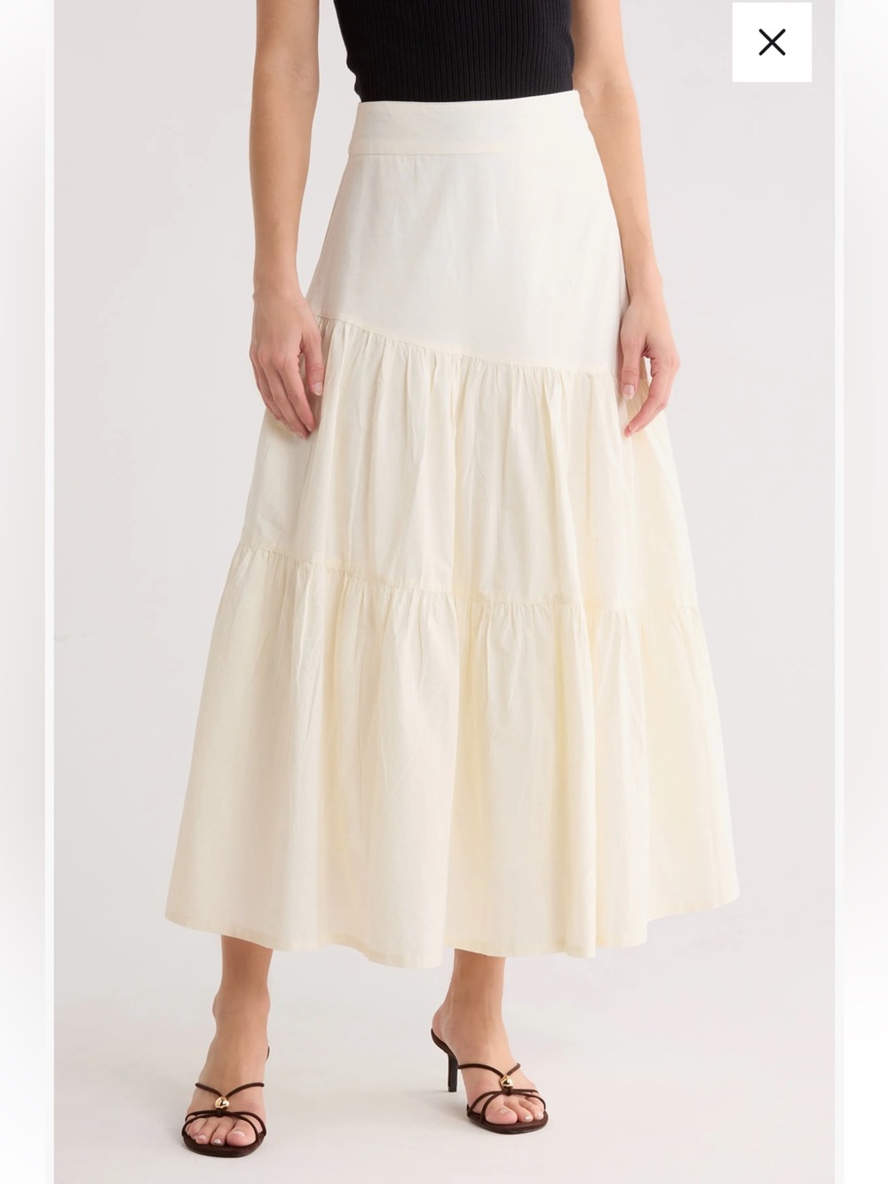 FRNCH Cream Tiered Maxi Skirt